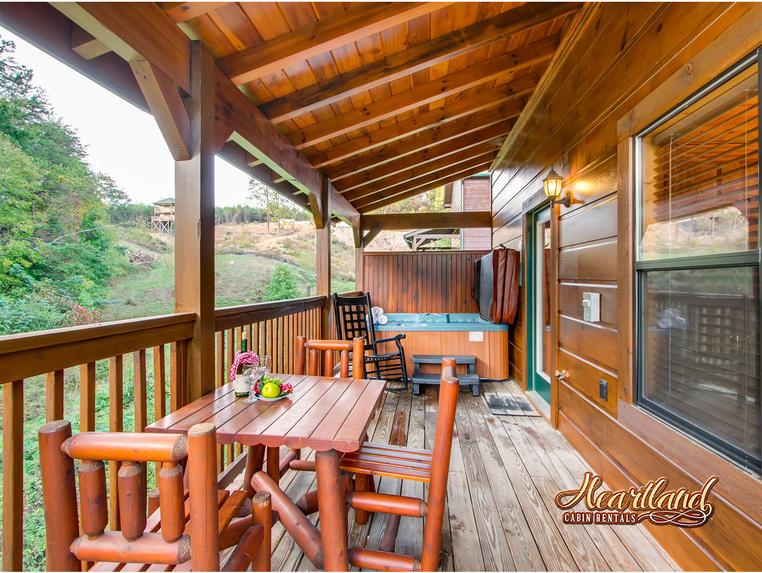 Hot tub, table and chairs